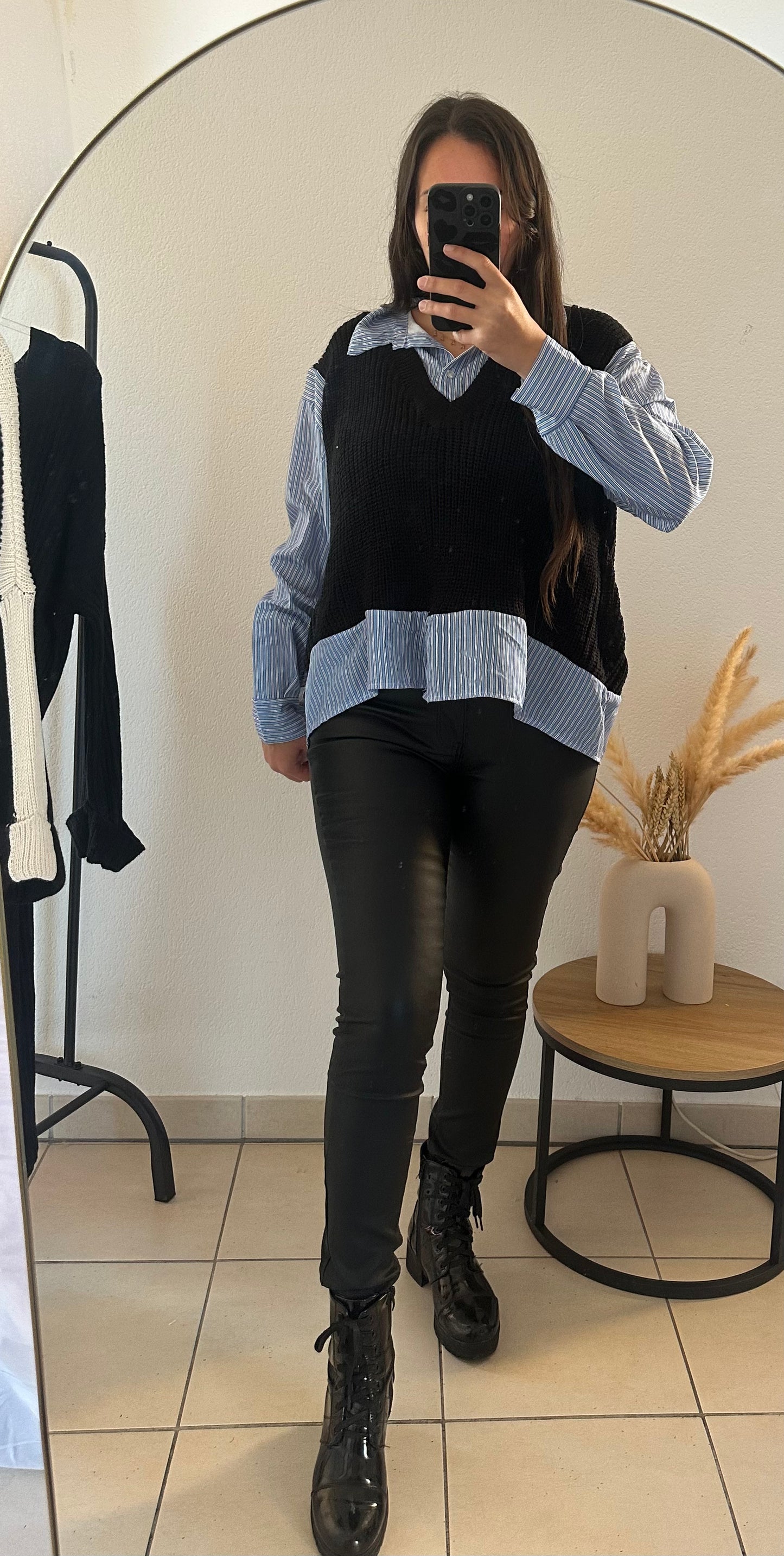 Pull chemise noir