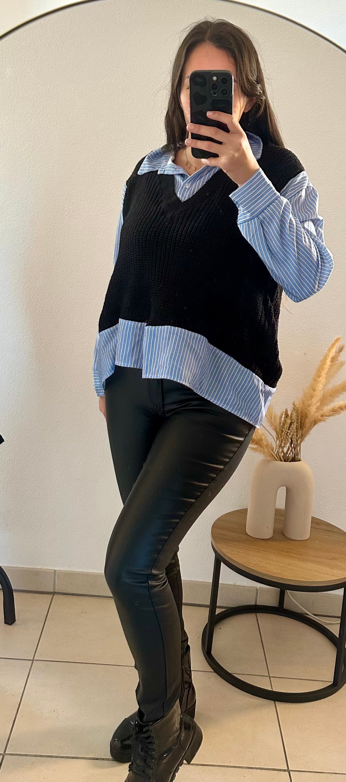 Pull chemise noir