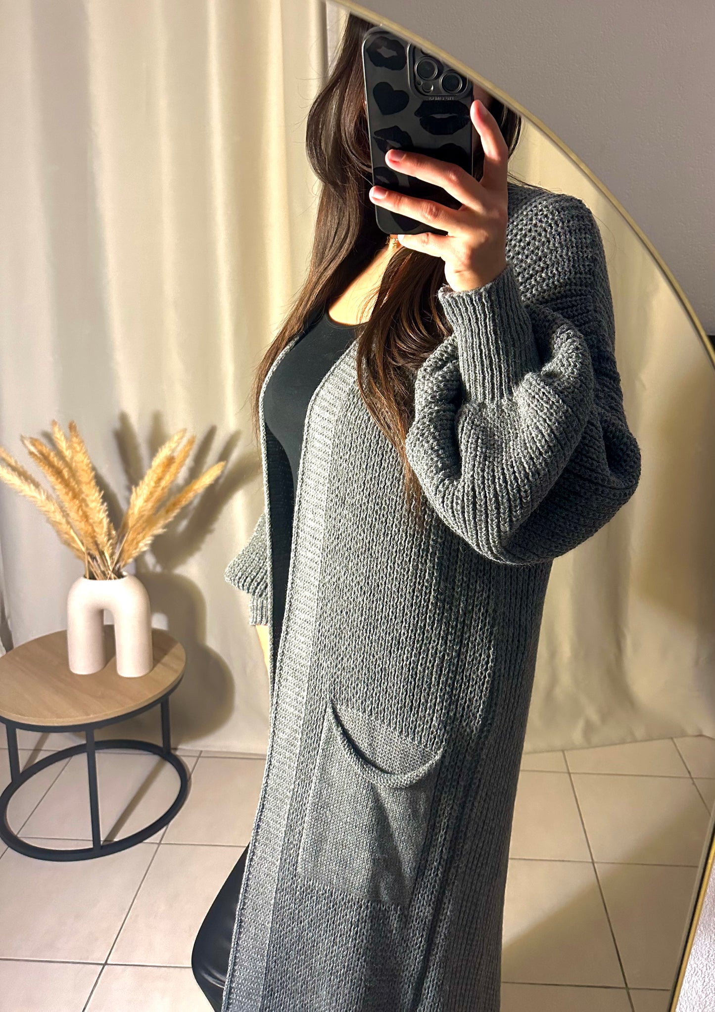 Gilet long gris foncé