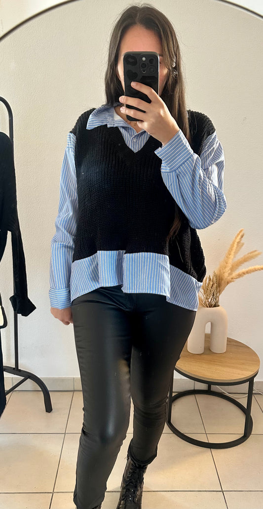 Pull chemise noir