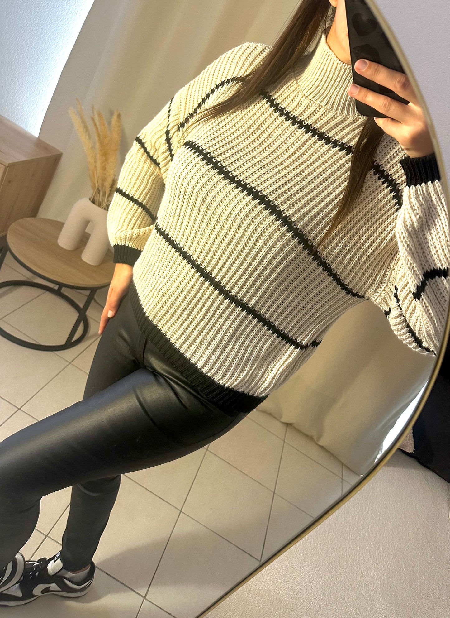 Pull à rayures Léna beige