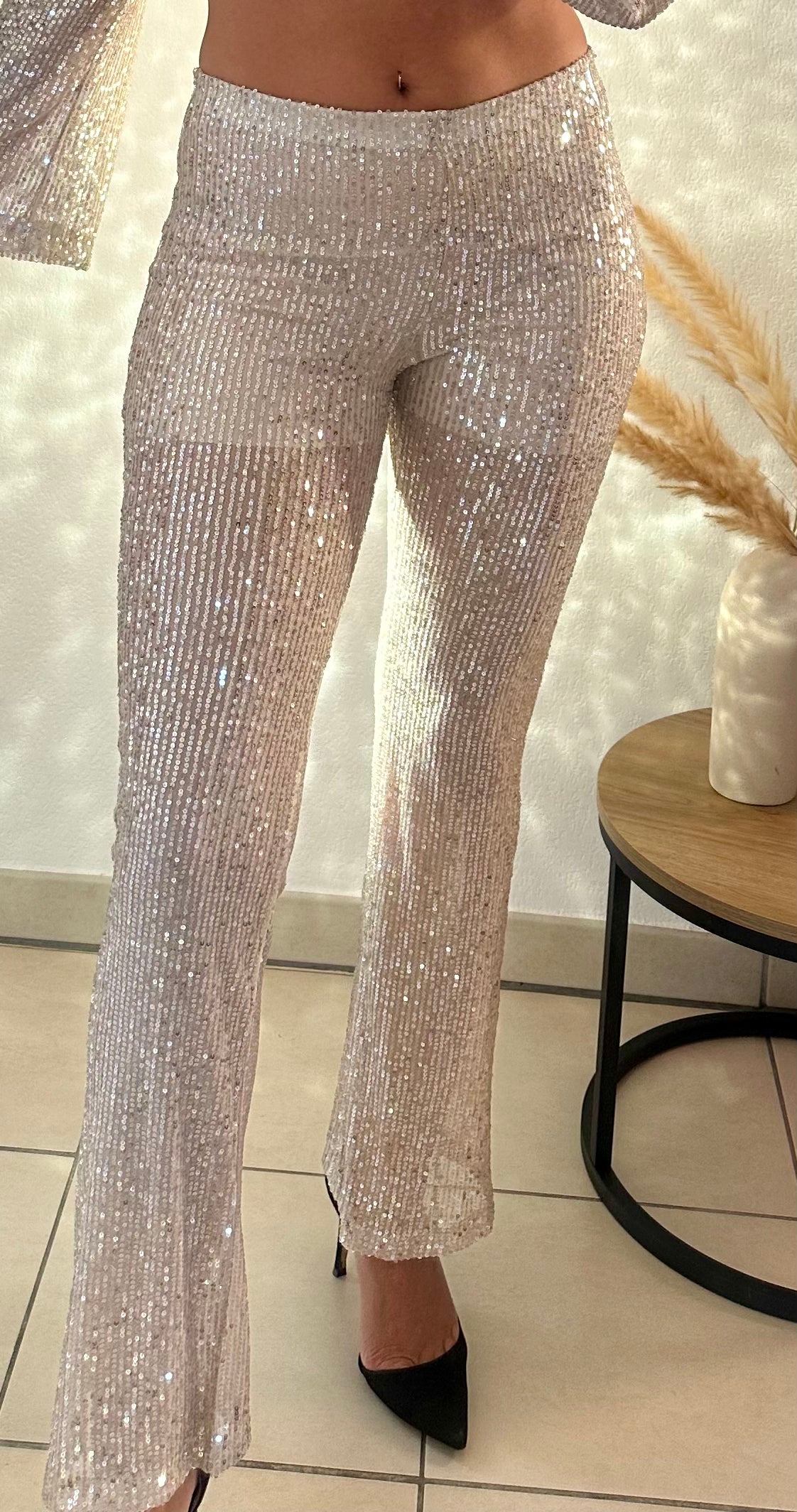 Pantalon à paillette Noir ou beige